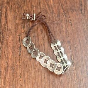 Silpada B2012 brown cord and .925 sterling discs